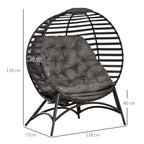 Outsunny Egg Chair with Cushion & Side Pocket - Brown