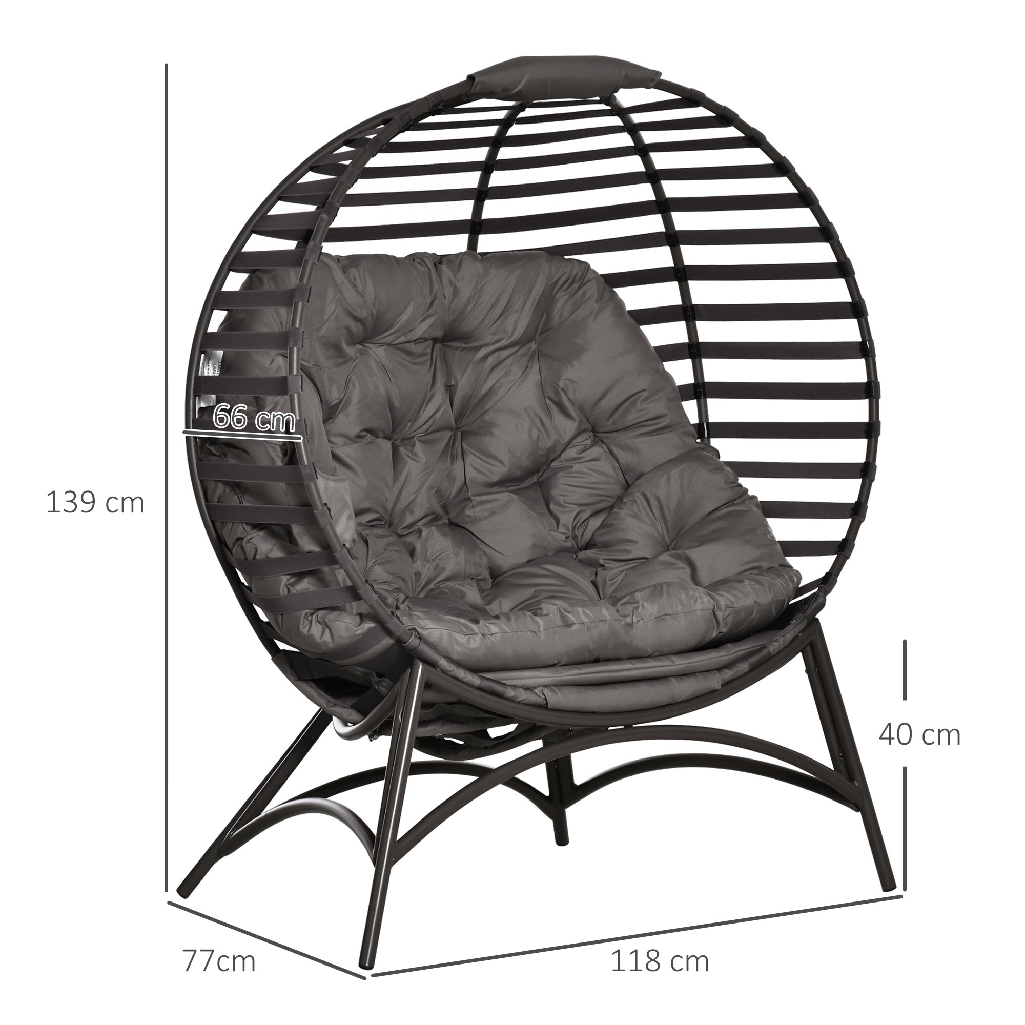 Outsunny Egg Chair with Cushion & Side Pocket - Brown