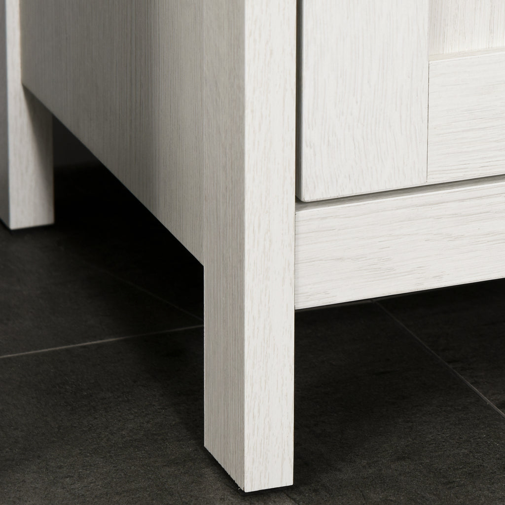 kleankin Tall Bathroom Storage Cabinet, Freestanding Tower Cabinet with 3 Open Shelves and Adjustable Shelf, Antique White