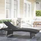 Outsunny Outdoor PE Rattan Sun Lounger, Folding Wicker Garden Lounger Recliner with 4-Level Adjustable Backrest, Rolling Sunbed Lounge Chair with Wheels, Non-Slip Legs for Balcony, Beach, Black