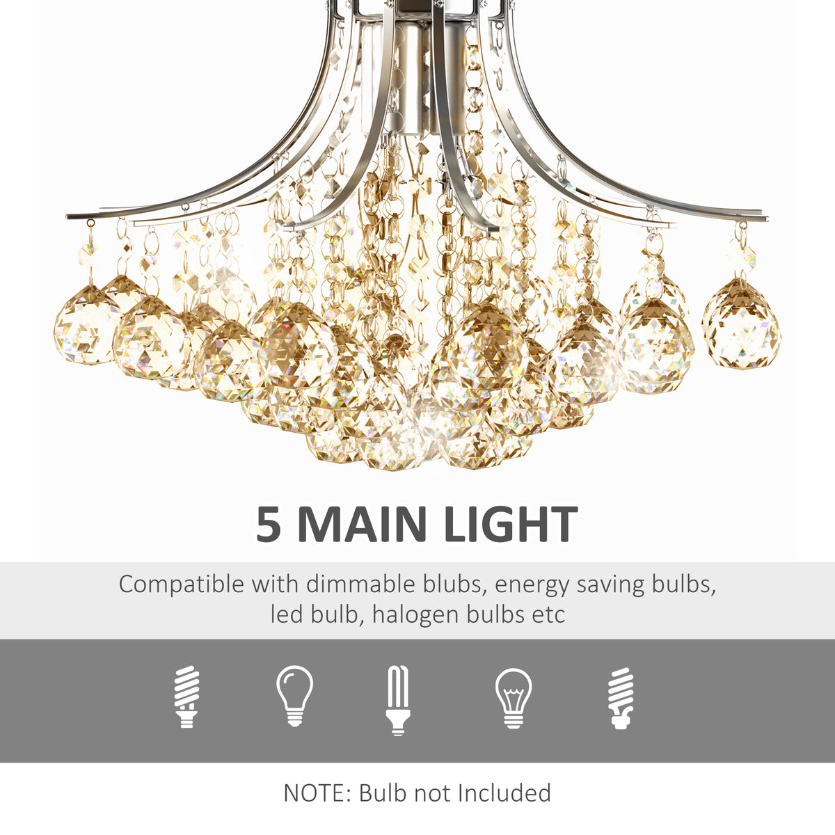 Crystal Chandeliers, 40cm K9 Droplets Ceiling Light with 3 E14 Bulb Base, Pendant Lights for Living Room, Bedroom, Dining Room, Hallway, Kitchen