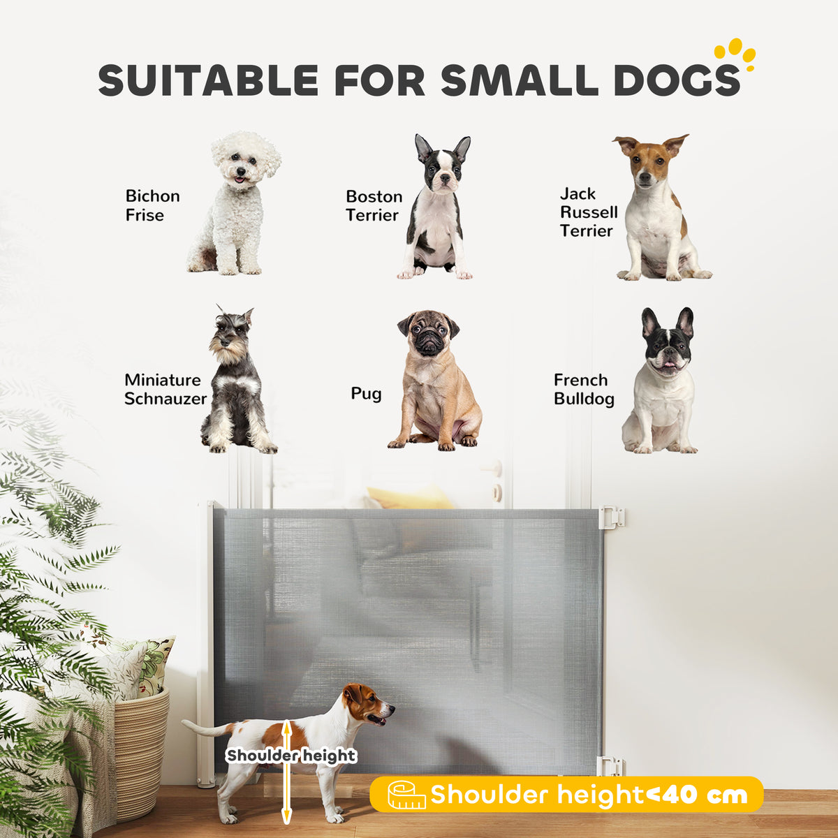 PawHut Retractable Pet Safety Gate, Folding Dog Barrier, Grey