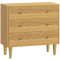 HOMCOM Dresser for Bedroom 3 Drawer Chest of Drawers with Steel Frame for Living Room in Oak