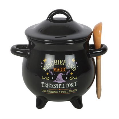 Mischief and Magic Cauldron Soup Bowl with Spoon