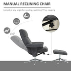 HOMCOM Velvet-Feel Recliner Chair and Ottoman - Dark Grey