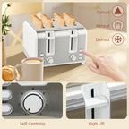 Stainless Steel Panel Kettle and Toaster Set - White