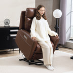 HOMCOM Power Lift Recliner Chair for Elderly, Overstuffed Faux Leather Riser and Reclining Chair with USB A+C Ports, Recliner Armchair for Living Room, Brown