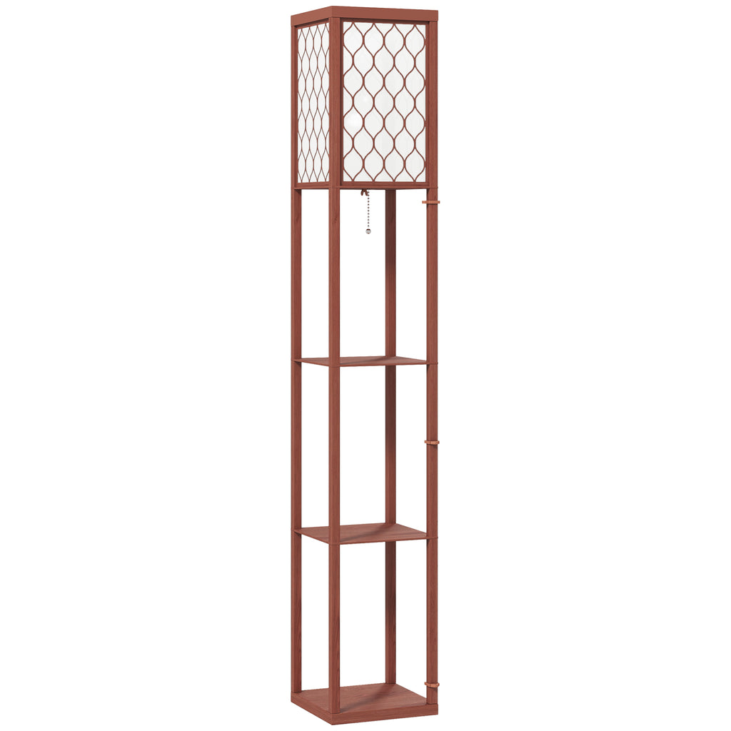 Three-Shelf Standing Lamp - Brown/White