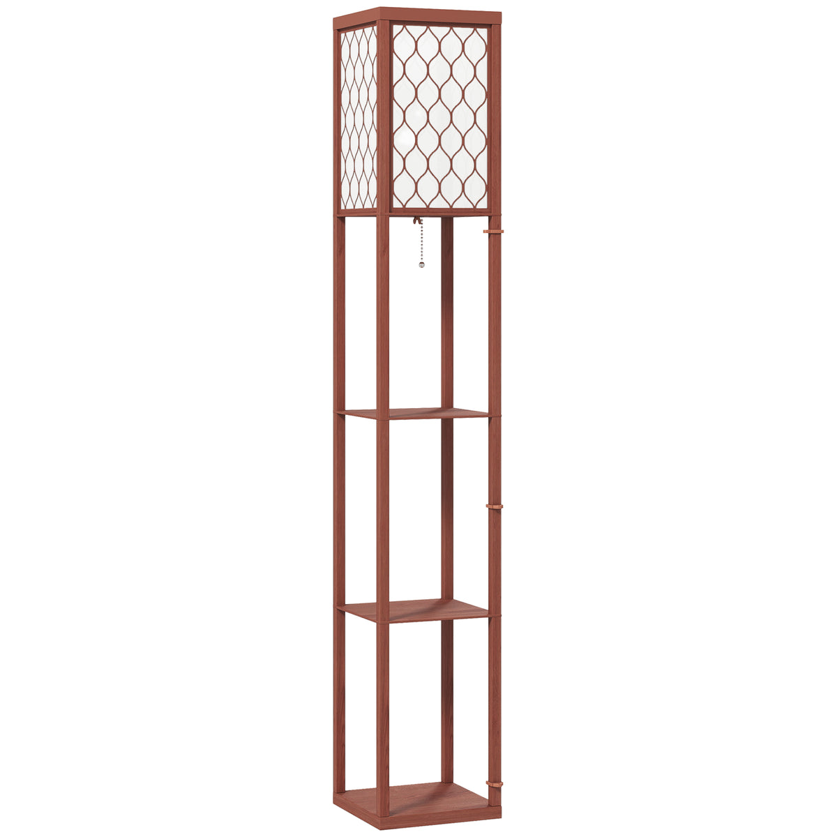 Three-Shelf Standing Lamp - Brown/White