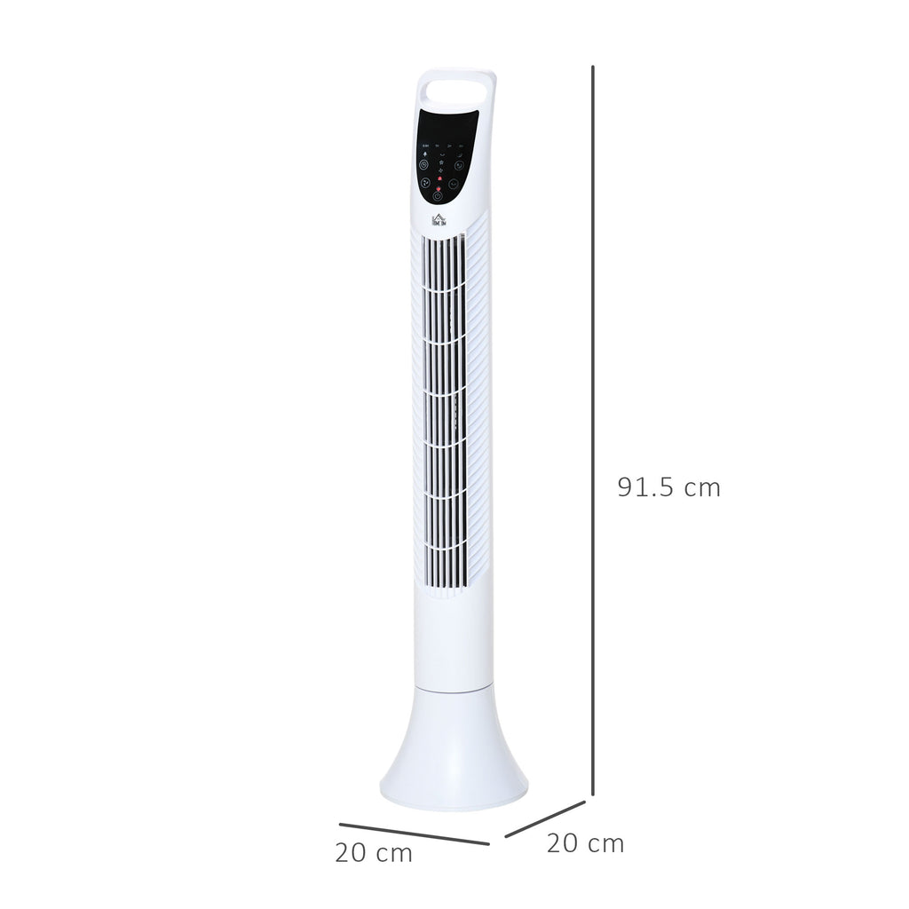 36" Freestanding Tower Fan, Pedestal Fan with 3 Speed 3 Mode, 7.5h Timer, 70 Degree Oscillation, LCD Panel, 5M Remote Controller, White
