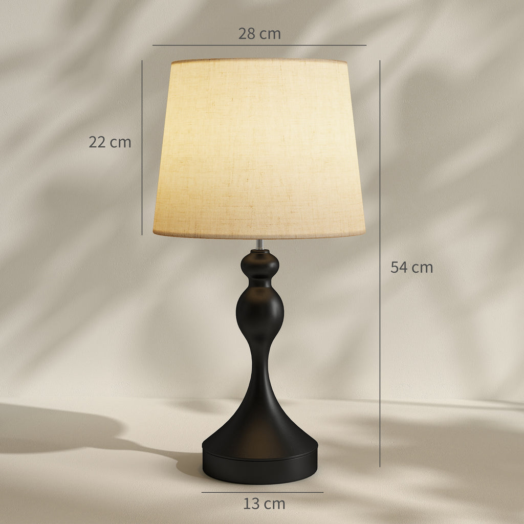 Set of Two Three-Colour Lamps, with USB Ports - Black/Beige