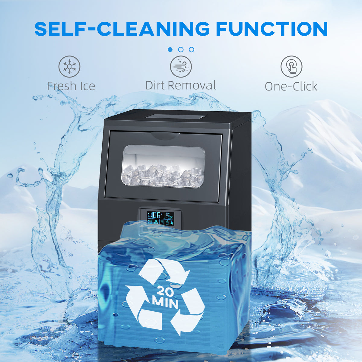 Commercial Ice Maker with 4kg Ice Storage - Black
