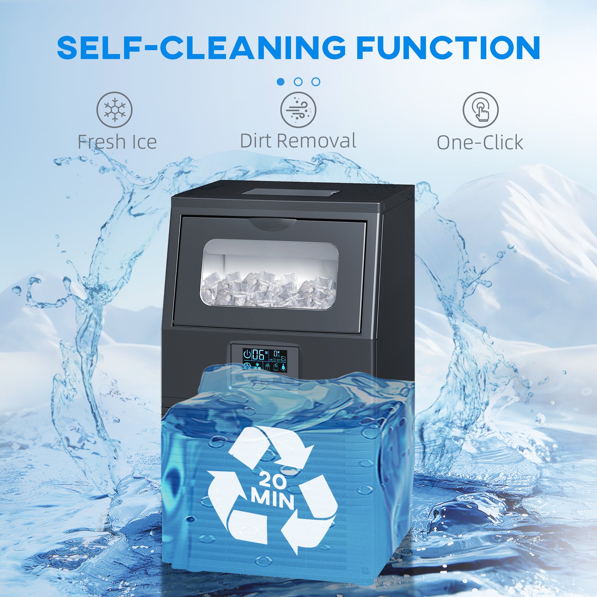 Commercial Ice Maker with 4kg Ice Storage - Black