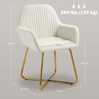 HOMCOM Modern Arm Chair Upholstered Accent Chair with Metal Base for Living Room Cream White
