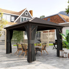 Outsunny 3.6 x 3 m Aluminium Hardtop Gazebo with Smart Drainage System and Ceiling Hooks- Dark Grey