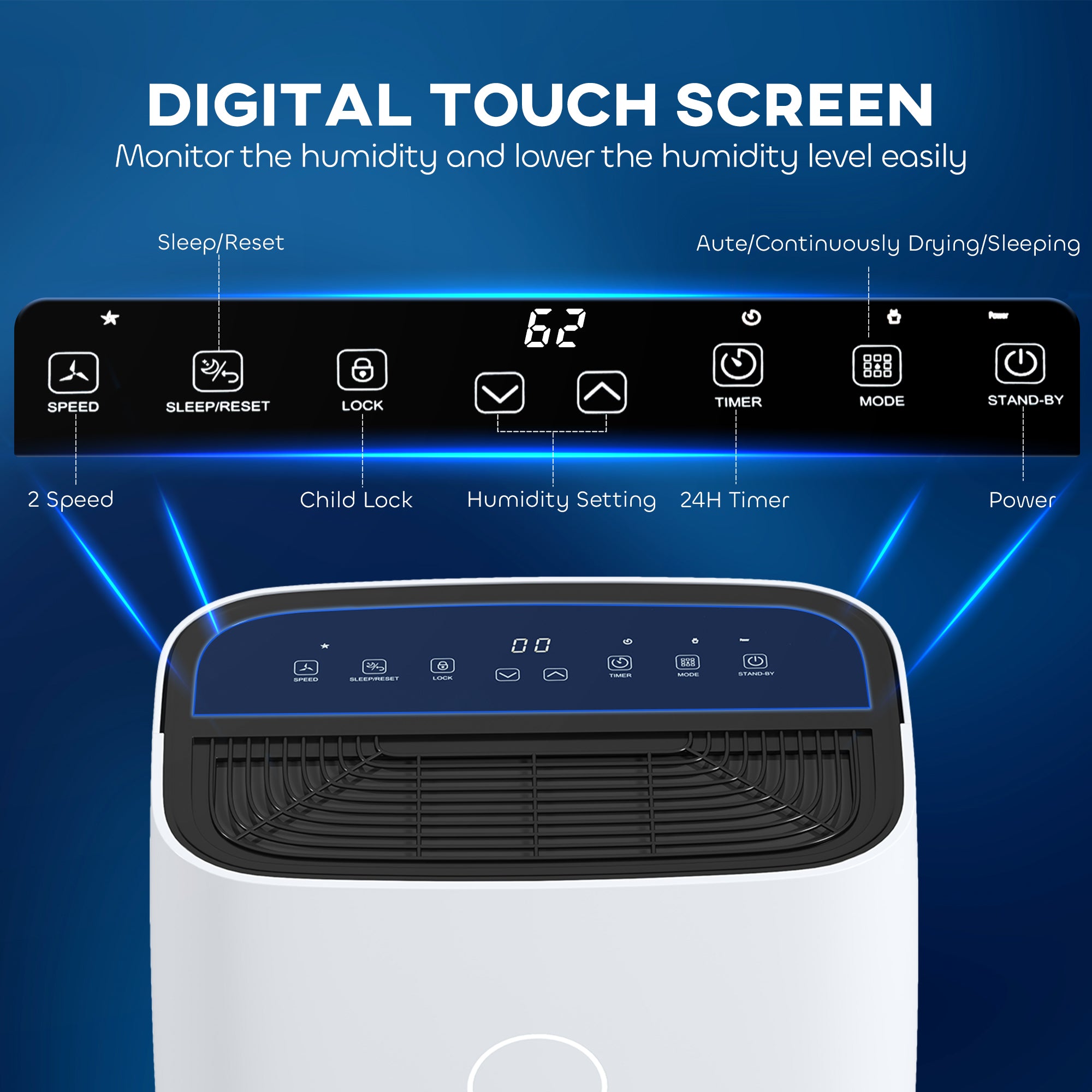 20L/Day Portable Dehumidifier for Home, with LED Screen, Sleep Mode, 24H Timer, 4L Water Tank, Electric Air Dehumidifier for Damp Laundry Bedroom Basement