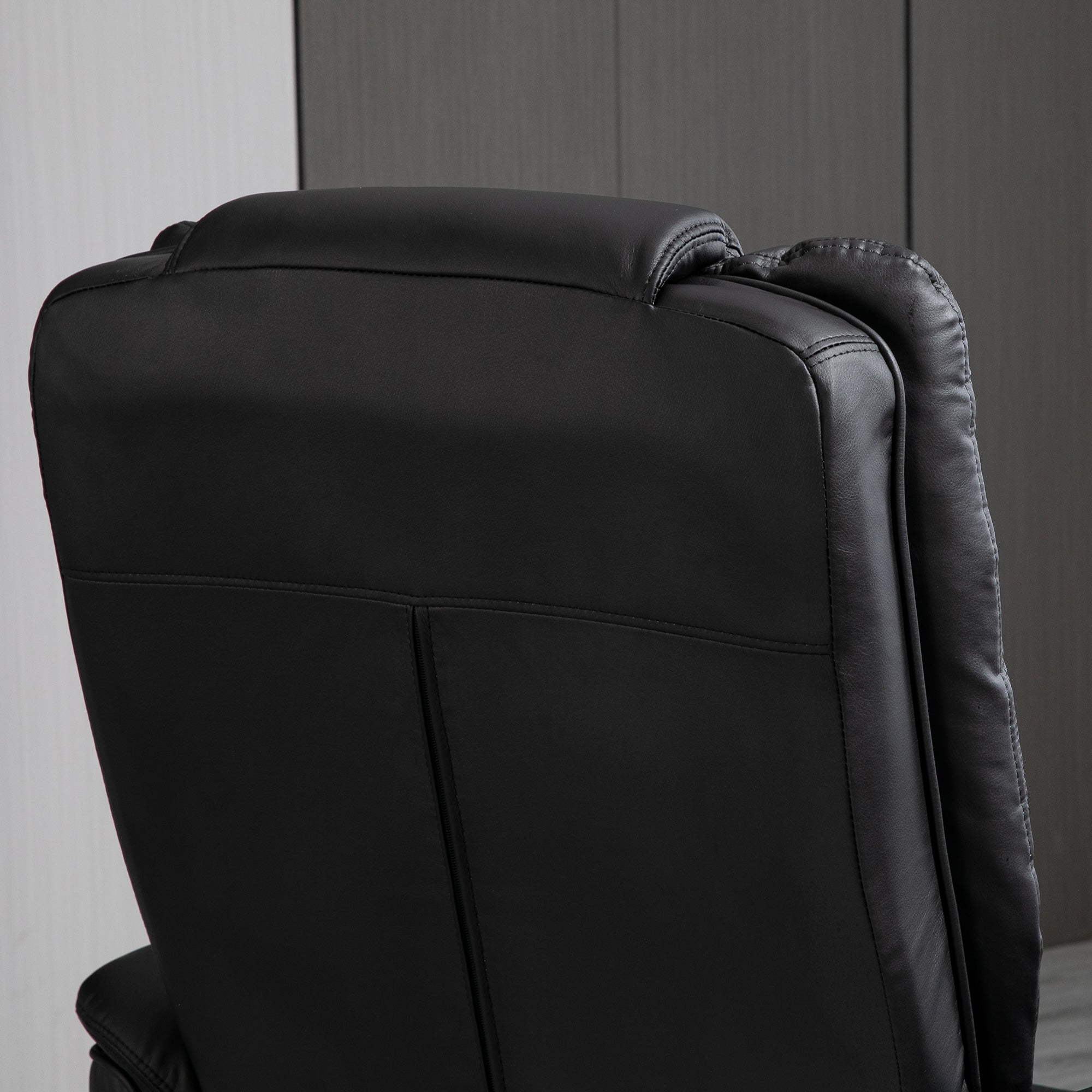 HOMCOM Recliner Chair With footstool, Recliner Armchair up to 130kg Weight Capacity, 135° Reclining Swivel Sofa Chair, PU Leather Ergonomic Couch Bed with Swivel Wood Base for Living Room, Black