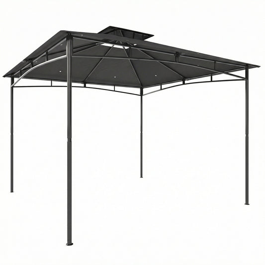 Outsunny 3 x 3 m Gazebo, Garden Gazebo with 2-Tier Roof, Metal Frame, Dark Grey
