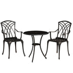 Outsunny 3 Pieces Garden Dining Set for 2, Cast Aluminium Outdoor Dining Set with 2 Armchairs and Round Dining Table with Parasol Hole, Garden Furniture Bistro Set, Bronze Tone