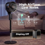 20 dB Silent Standing Fan for Bedroom, 44" Pedestal Fan with 90° Oscillating, 8 Speeds and LED Light, Black