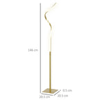 LED Floor Lamp with 3 Adjustable Brightness, Modern Dimmable Standing Lamp with Foot Switch for Bedroom, Living Room, Gold Tone