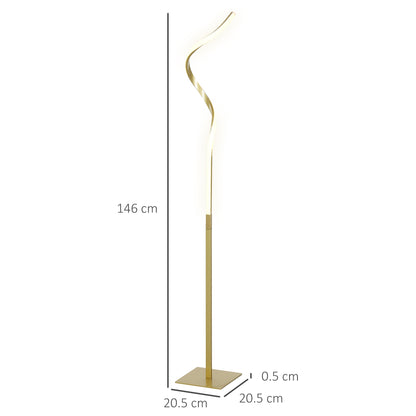 LED Floor Lamp with 3 Adjustable Brightness, Modern Dimmable Standing Lamp with Foot Switch for Bedroom, Living Room, Gold Tone