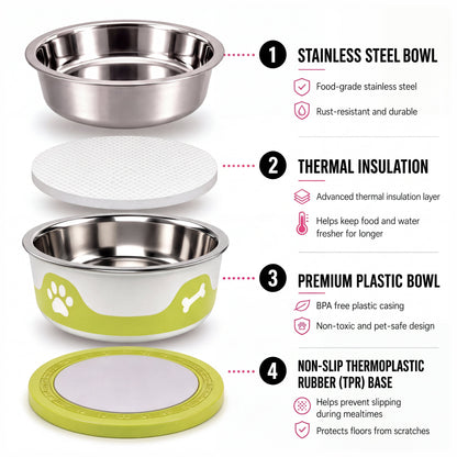 ThermaCool Dog Bowl - Olive Green