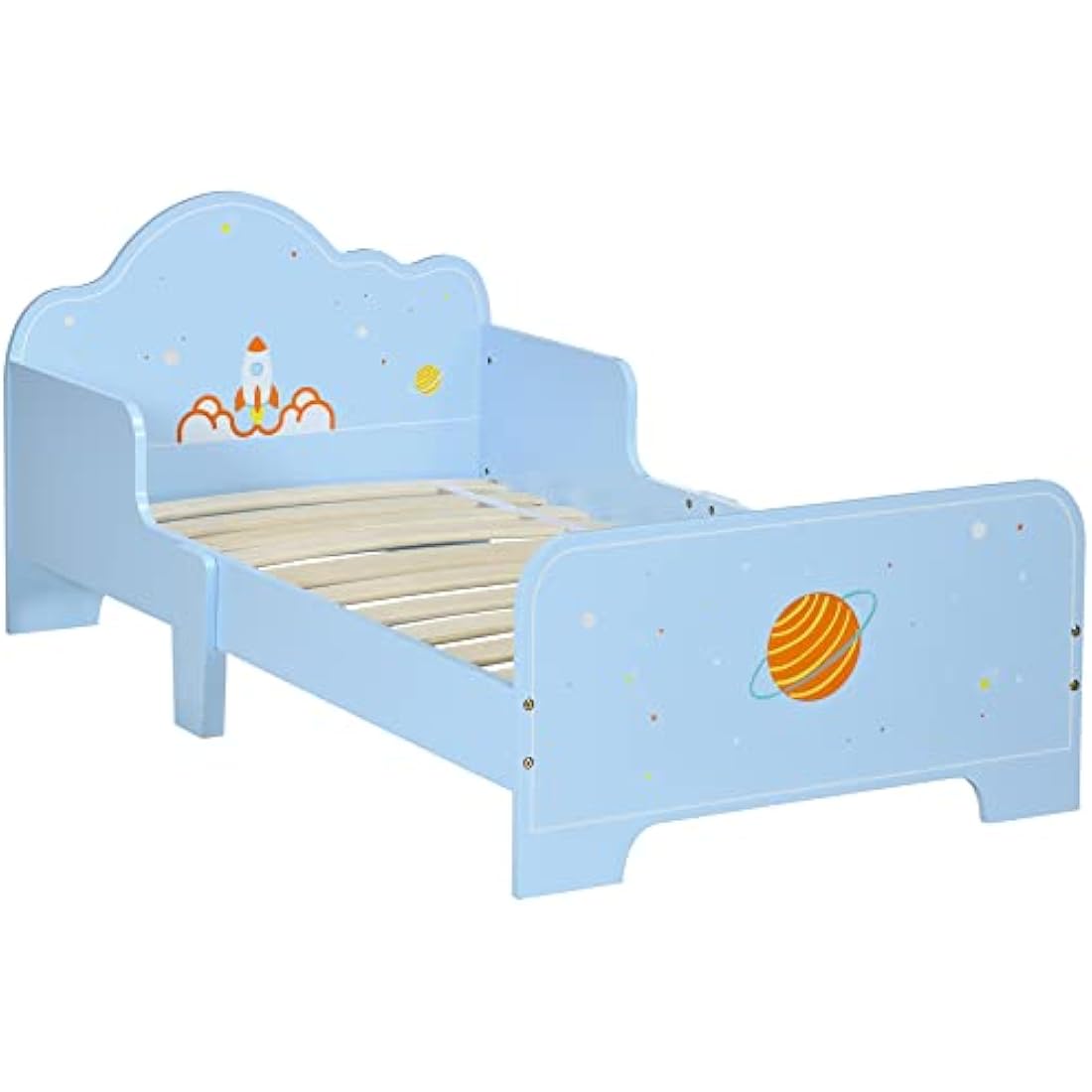 Toddler Bed, Safety Rails, Kids Bedroom Furniture for Boys, Girls, Ages 3-6 Years, 143 x 74 x 59cm - Blue