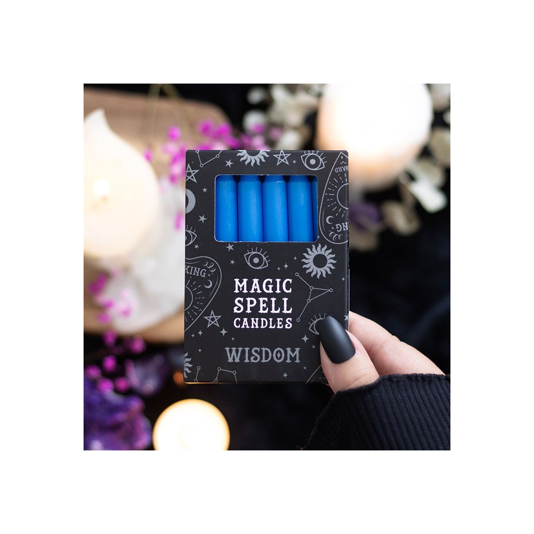 Set of 12 Blue 'Wisdom' Spell Candles