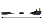 Maplin Power Lead IEC C7 Fig 8 2 Pin Plug to UK 3 Pin Mains Plug - 2m, 3 Amp Fuse