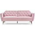 Victoria 3 Seater Velvet Fabric Sofa Bed- Rose .                       Click Clack Mechanism Sofa Bed With Gold Accent Legs.