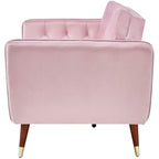 Victoria 3 Seater Velvet Fabric Sofa Bed- Rose .                       Click Clack Mechanism Sofa Bed With Gold Accent Legs.