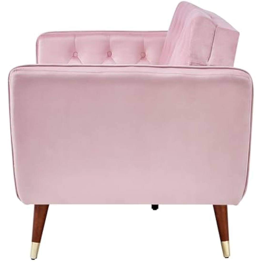 Victoria 3 Seater Velvet Fabric Sofa Bed- Rose .                       Click Clack Mechanism Sofa Bed With Gold Accent Legs.