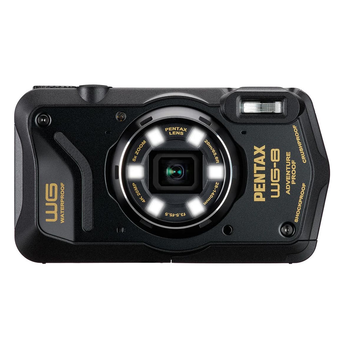 Pentax WG-8 20MP 5x Zoom Tough Compact Camera - Black