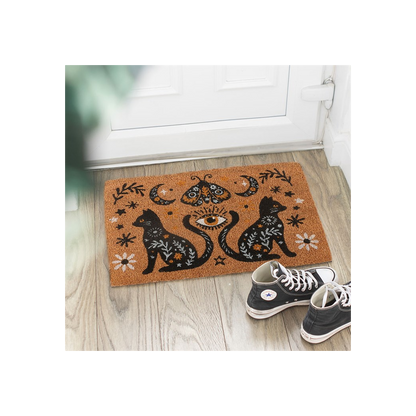 Natural Frightful Folk Cat Doormat