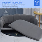 PawHut Dog Sofa, Pet Couch Bed for Medium, Large Dogs, with Legs, Cushion - Grey