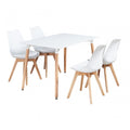 5PCs Dining Set - White Halo Dining Table & Set of 4 Lorenzo Tulip Dining Chairs