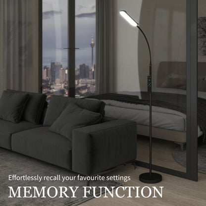 LED Floor Lamp, Standing Lamp with Remote & Touch Control, Stepless Dimmable Colours Temperature & Brightness, 360° Adjustable Gooseneck, 1 Hour Timer, Memory Function for Living Room, Black