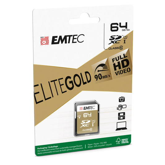 EMTEC 64GB UHS-I U1 EliteGold SD Memory Card