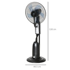 18" Pedestal Fan with Water Mist Spray, Humidifying Misting Fan, Standing Fan with 3 Speeds, 2.8L Water Tank, Timer and Remote, Black