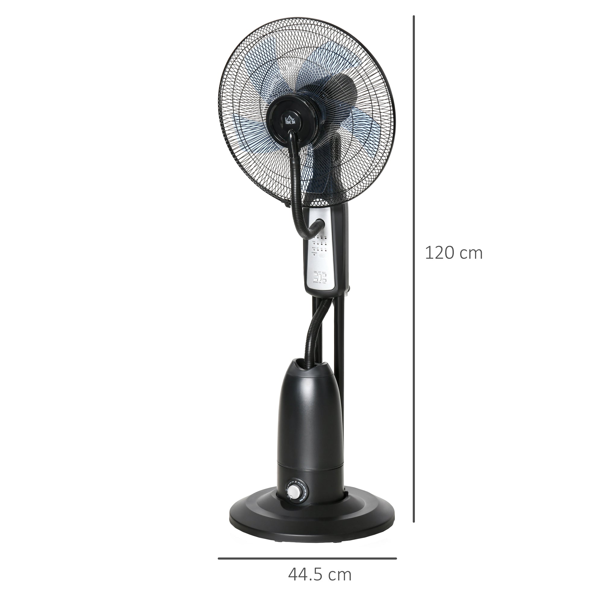 18" Pedestal Fan with Water Mist Spray, Humidifying Misting Fan, Standing Fan with 3 Speeds, 2.8L Water Tank, Timer and Remote, Black