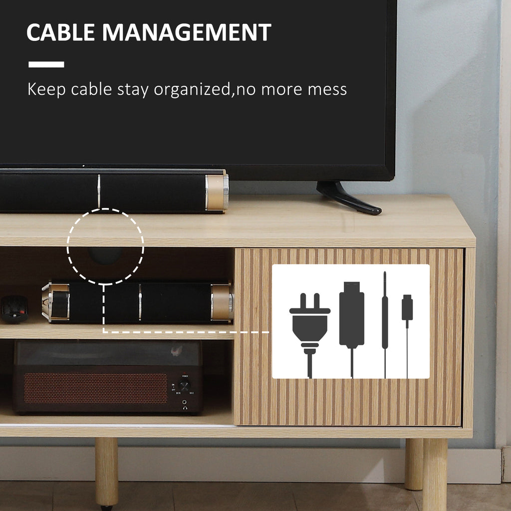 Sliding Door TV Cabinet Stand - Oak Wood-Effect