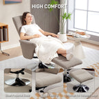 HOMCOM Swivel Recliner Chair with Footstool, Velvet Recliner Armchair with Ottoman, Steel Base, Upholstered Reclining Chair for Living Room, Bedroom, Office, Beige