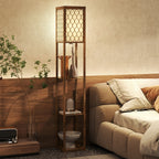 Three-Shelf Standing Lamp - Rustic Brown/White