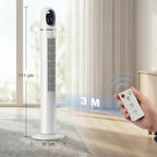 Tower Fan for Bedroom, Standing Floor Fan with Oscillating, 3 Modes, 3 Speeds, 24 Hour Timer, White