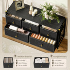 HOMCOM Faux Leather Front Chest of Drawers - Black