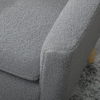 HOMCOM Armchair, Upholstered Accent Chair with Wood Legs and Wide Padded Seat, Teddy Occasional Chair, Grey