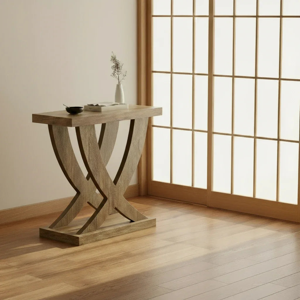 Sculptural Trestle Side/ Lamp Table