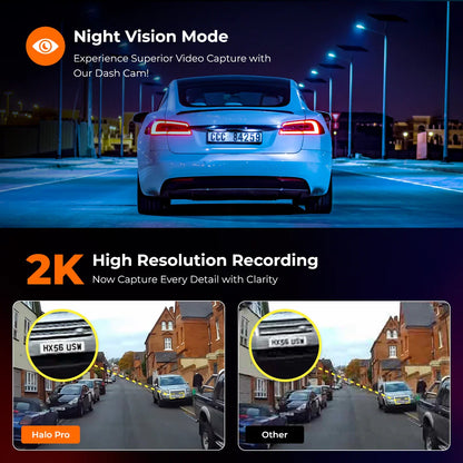 Road Angel Halo Pro Deluxe 2K Dual Front & Rear Dash Cam with 64GB SD & Hardwire Kit