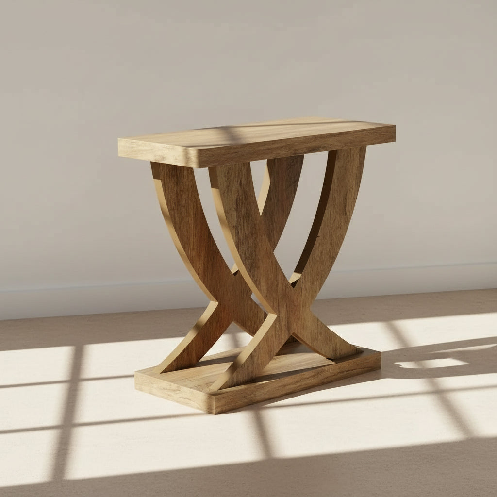 Sculptural Trestle Side/ Lamp Table